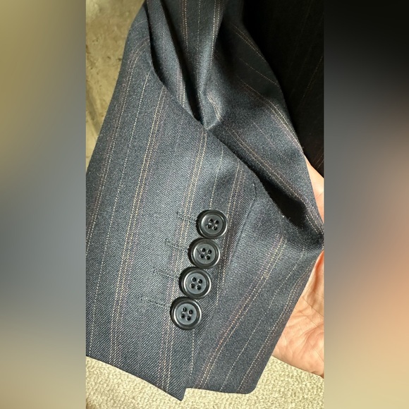 100% Italian wool/Super 120s/Navy multi striped/Mens suit/Jacket/2-pants - Picture 2 of 7